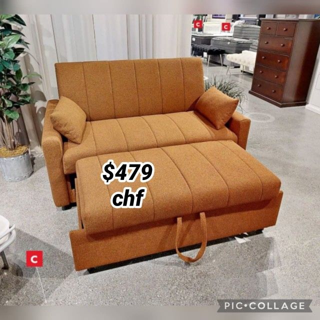 Boucle fabric loveseat pull out sofa bed // Christmas sale !