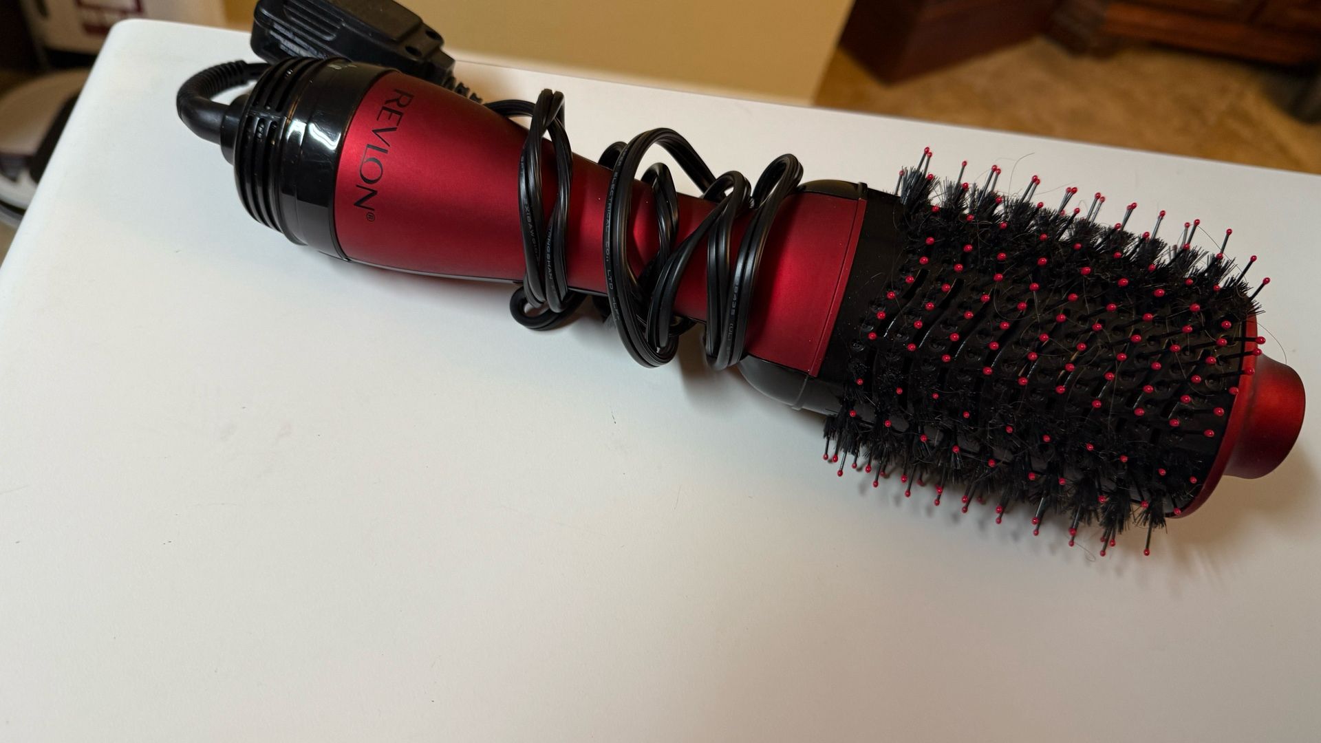 Revlon One-Step Hair Dryer And Volumizer Hot Air Brush, Red & Black