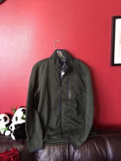 NWT Tommy Hilfiger men's full zipper jacket sizeL, color dark green