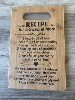 Brand New “Recipe for a Special Mom” Bamboo Cutting Board