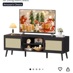 MISSING ALL HARDWARE!!! SUPERJARE Rattan TV Stand for 65 inch TV Black