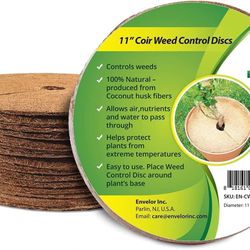 Envelor Coco Coir Fiber Tree Rings Mulch Pad 11 Inches 15 Pack