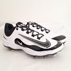 Nike Alpha Huarache Elite 4 Low Black White Metal Baseball Cleats