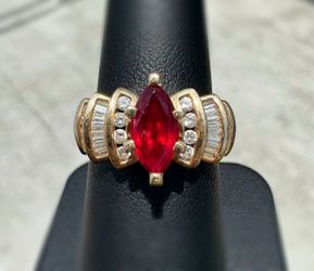 Jewelry Antique 14k solid yellow gold ruby natural diamonds baguette 1.70CT ring sz 7.00