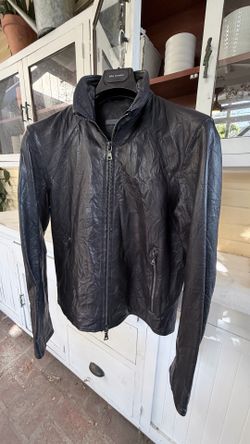 New With Tags John Varvatos Ansel Crinkle Leather Jacket Black Size 48/small
