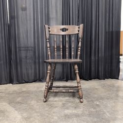 Dark Brown Spindle Back Dining Chair in Wood