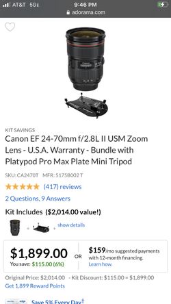 Brand New Canon Ef  24-70mm Lens  1400 Obo