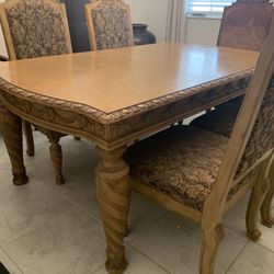 Dining Room  Set With 6 Chairs  + China Cabinet + Chandelier 