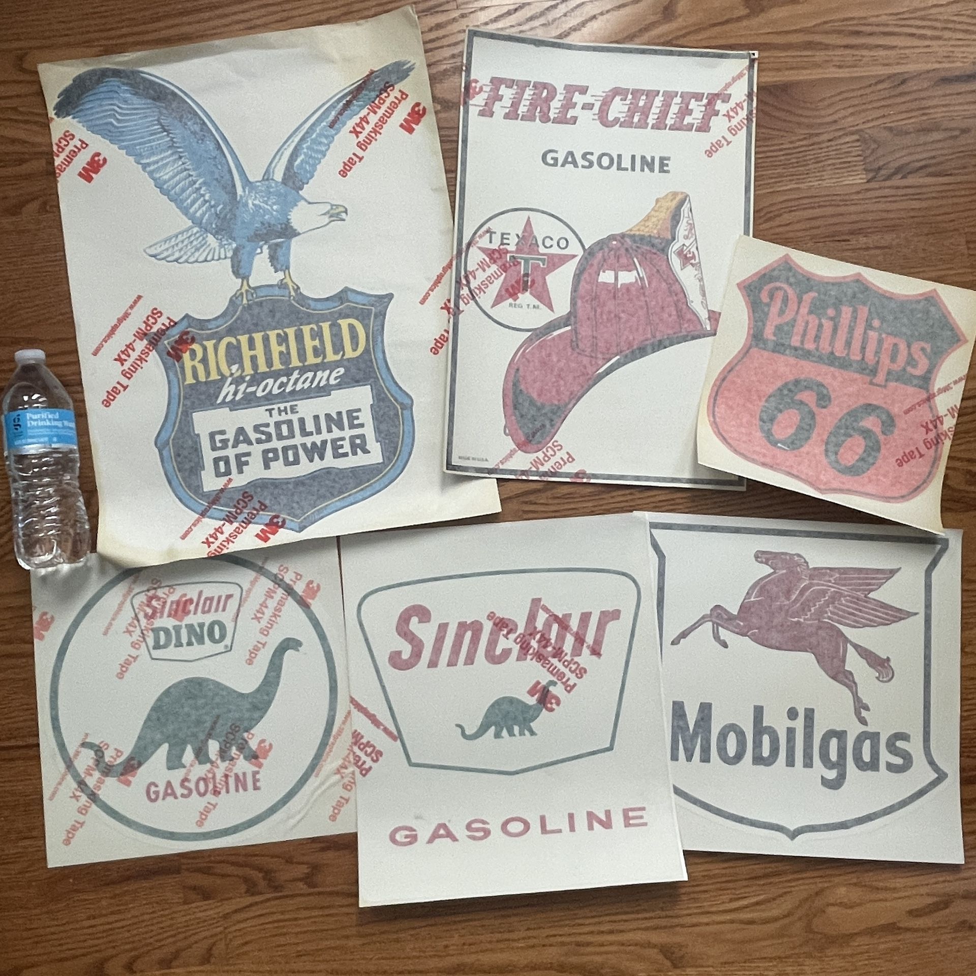 Advertisement 3M Large Stickers Richfield hi octane Sinclair Dino Phillips 66 Texaco Fire Chief Etc