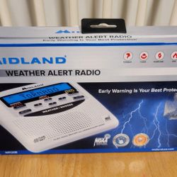 NEW / Midland WR120B Emergency Weather Alert Radio with Alarm Clock White