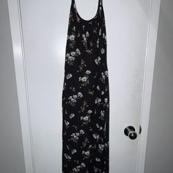 Black Floral Tie-Front Cutout Maxi Dress