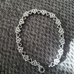 Heart diamond silver bracelet