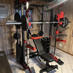 Smith Machine 200 | Adjustable Bench | 245lb Cast Iron Olympic Weights | 7ft Olympic Bar | Fitness | Gym Equipment | FREE DELIVERY/INSTALLATION 🚚 🛠️