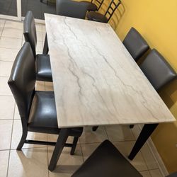 Marble Dining Set W 6 Chairs