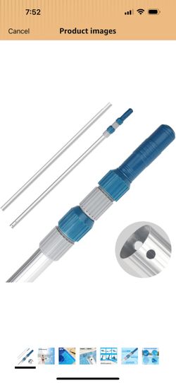 Professional 16 Foot Telescopic Aluminum Swimming Pool Pole - Attach Connect Skimmer Nets, Rakes, Brushes, Vacuum Heads Cleaning