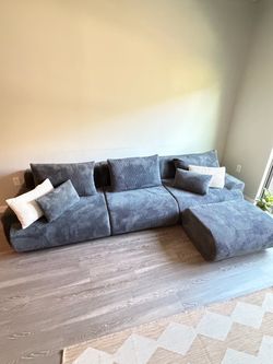 Gray Corduroy Sectional Sofa