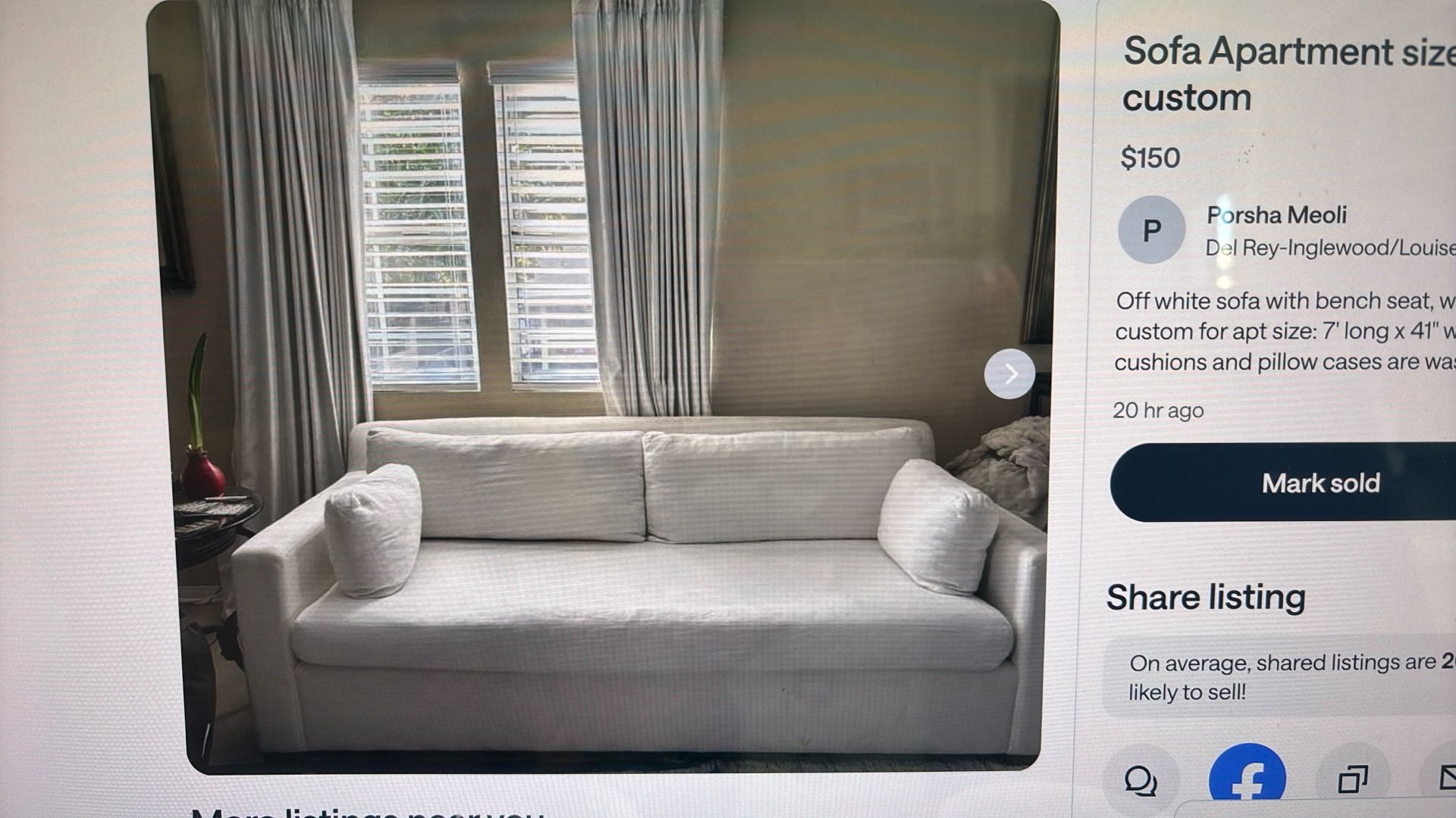 Sofa 7’ Apt Size