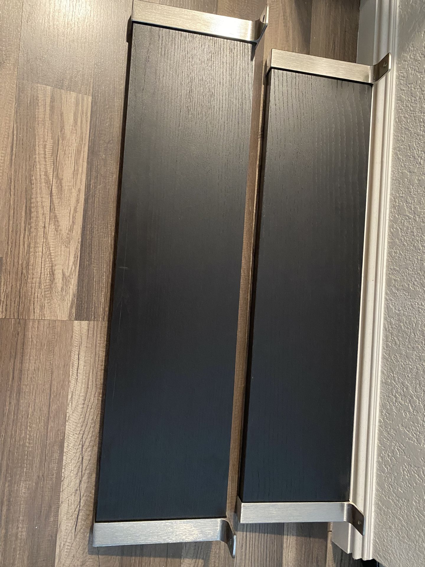 IKEA wooden and metal shelving