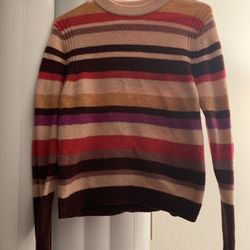 $5 A New Day Womens Jr Size XS Multicolor Pink Striped Crewneck Pullover Sweater