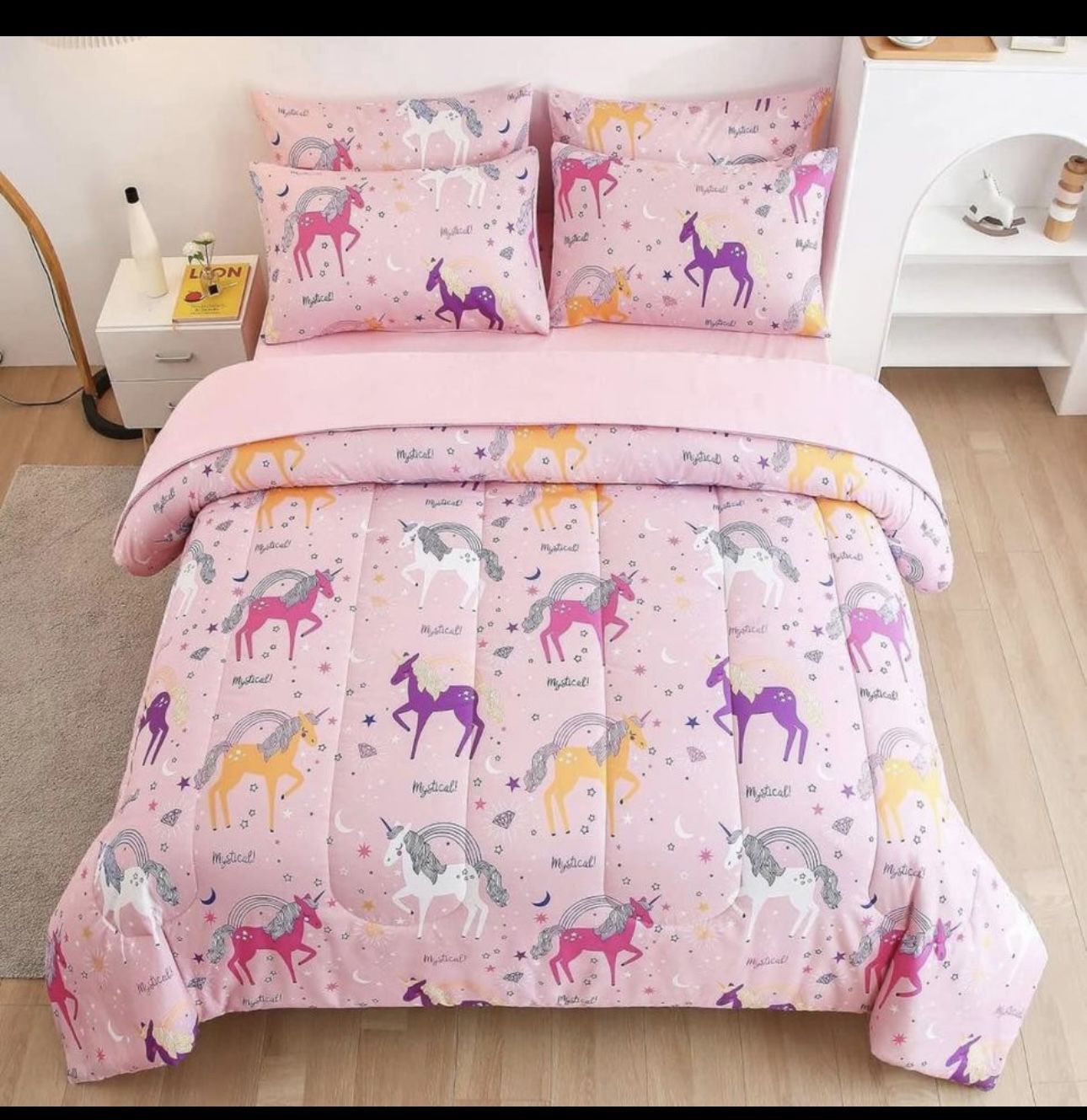 Unicorn Kids Comforter Sets for Teen Girls Women, Bed in a Bag