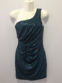 New sequin one sided blue dress size XS