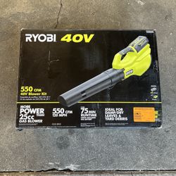 RYOBI 40V 120 MPH 550 CFM Cordless Battery Leaf Blower With 4.0 Ah Battery and Charger
