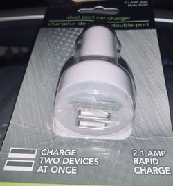 new White Dual Car Cell Phone Charger Plug Iphone Samsung