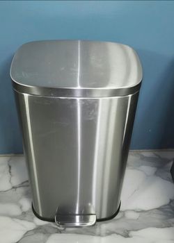 Stainless Steel 13-Gallon Rectangular Step Trash Can | Soft-Close Lid & Pedal