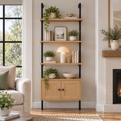MidCentury Industrial Wall-Mounted Open Ladder Bookcase