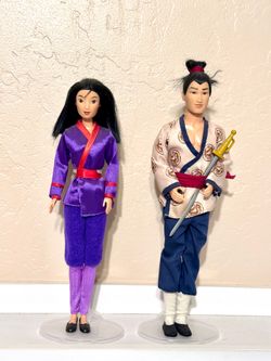 Vintage 1997 Mattel “Disney’s Mulan – Secret Hero Mulan #18896” and Vintage 1997 Mattel “Disney’s Mulan – Captain Li Shang #18897”