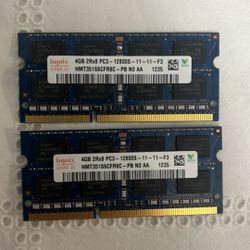 DDR3 RAM Modules 2x4Gb 8Gb Total