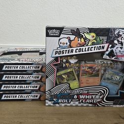 For Sale:
Brand New in Box Pokemon Trading Card Game TCG Scarlet & Violet Unova Black Bolt and White Flare Poster Collection