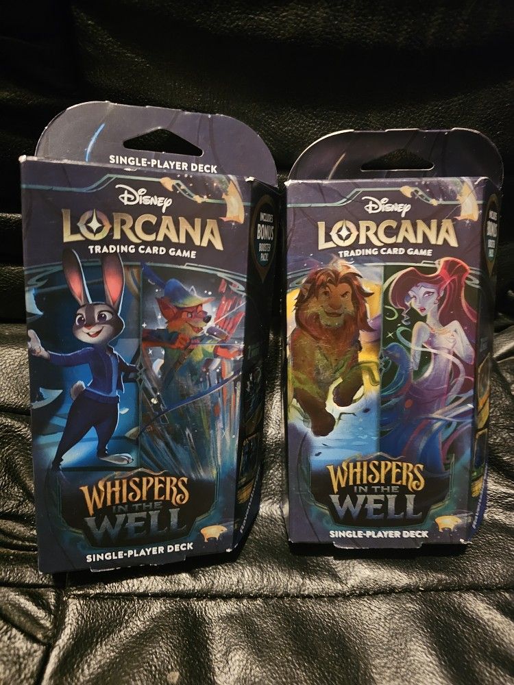 Disney Lorcana: Whispers in the Well Set of 2 Starter Decks! 1 Booster Pack Per Box! New Sealed!