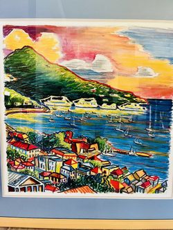 Fine Art Print-Charlotte Amalie Harbor- Artist WB Thompson