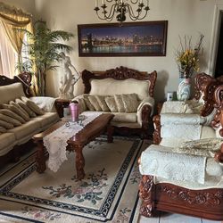 Hand carved mahogany sofa set