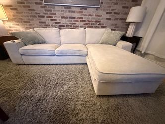 Beige Couch with Storage Chaise