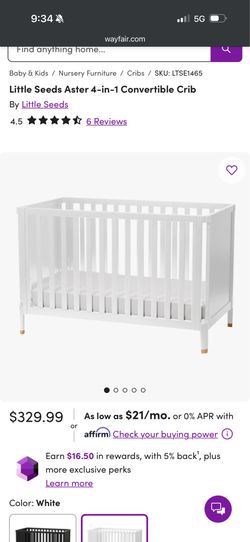 Little Seeds Aster 4-in-1 Convertible Crib in White
