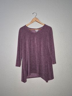 NWT Christopher And Banks Women's Grey/ Pink 3/4 Sleeve Blouse Size: Large