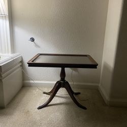 Indoor Wooden End Table With Glass Top