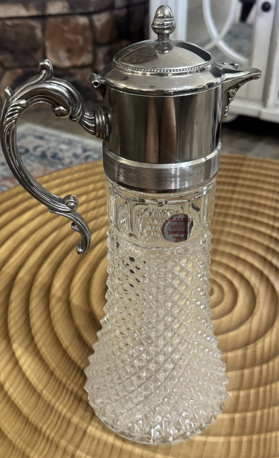Vintage Eales 1779 Silverplate & Pressed Glass Claret Jug – Made in It