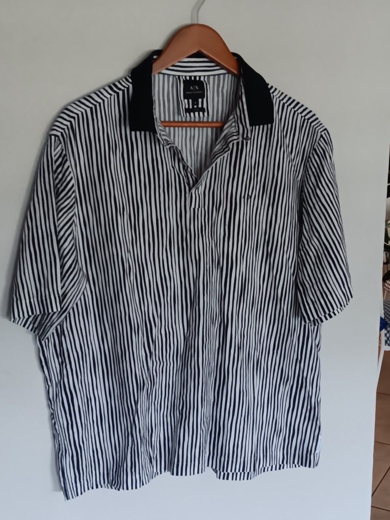 Armani Exchange Loose Fit Polo Linen/cotton Blend Size Medium 
