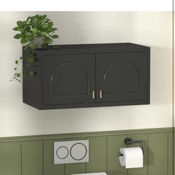 NEW-Wall Cabinet with Doors, Small Hanging Cabinet for Kitchen Pantry, Metal Overhead Cabinet for Dining Room, Living Room, Bathroom, 16" D x 32" W x 