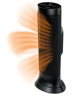 Slim Ceramic Tower Heater Black: Indoor Space Heater, Adjustable Thermostat, 1500W, Fan Driven