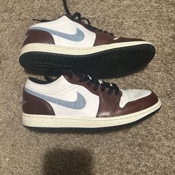 Jordan 1 Retro Low SE Brown Blue Grey Men's Sneakers