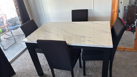 Marble Dining Table with 4 Chairs