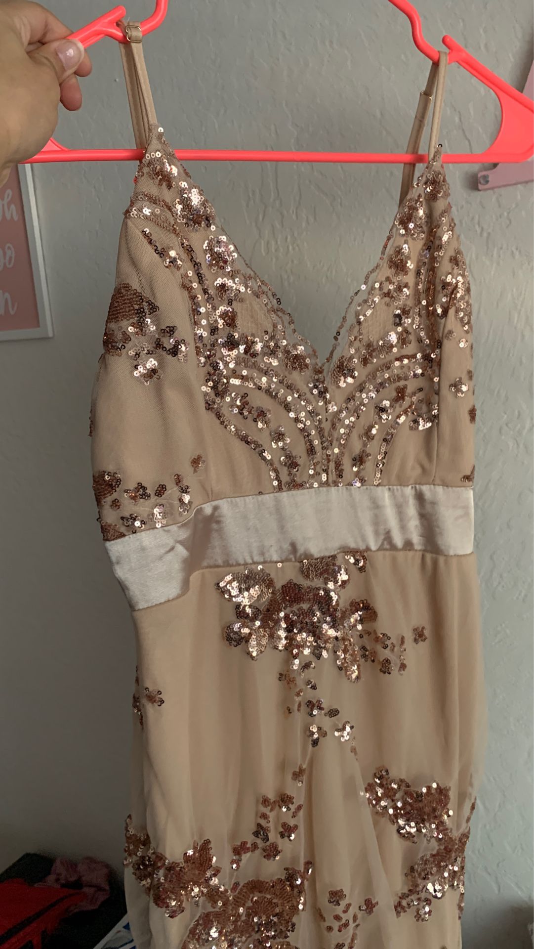 Rose gold glittery homecoming/prom Dress