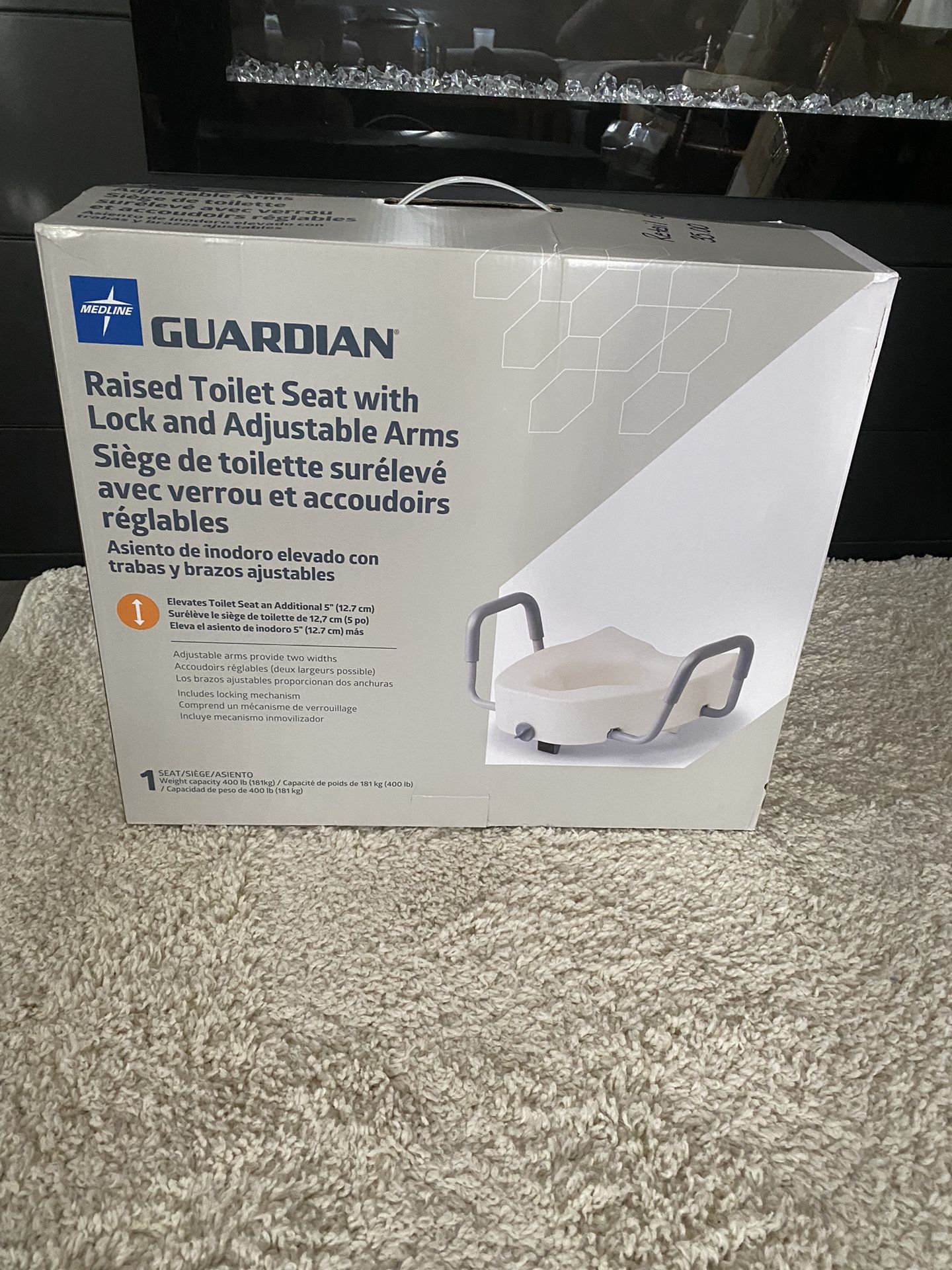 Medline raised toilet seat w/ arms