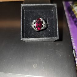 Size 6 Garnet Ring Sterling Silver