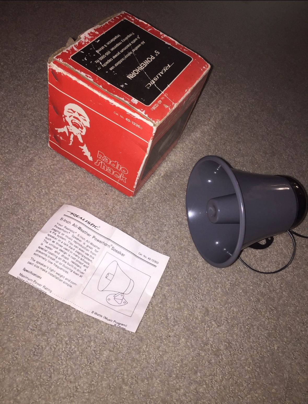 Vintage Realistic Radio Shack 5" All-Weather Powerhorn Loud Speaker 40-1236D New