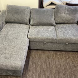 Coddle Aria Fabric Sleeper Sofa with Reversible Chaise and Storage, Gray